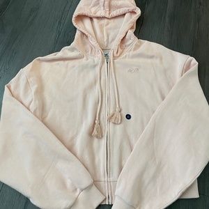 Light Pink Cropped Zip Up Hoodie